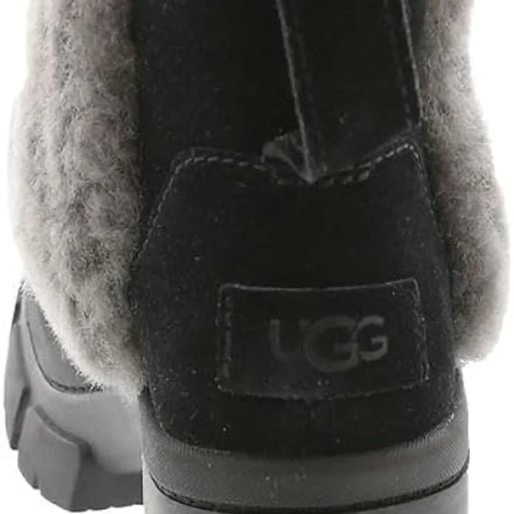 UGG Women's Brooklyn Black Suede Sunburst Platform Ankle Boots. Sz: 10